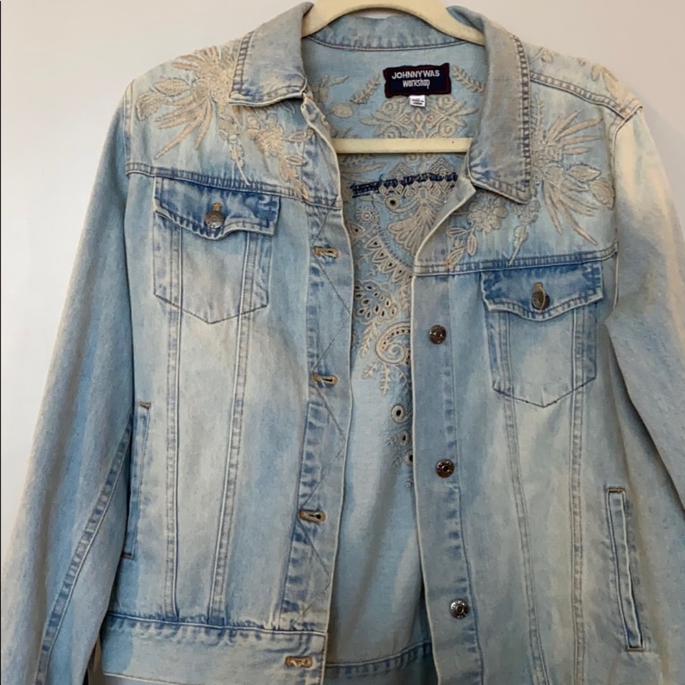 Johnny Was embroidered jean jacket